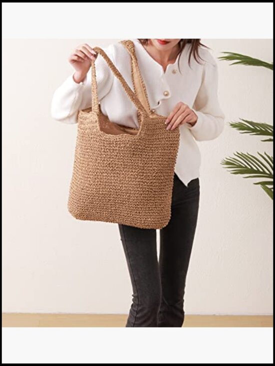 Amazon.com: Beach Bags for Women Straw Bag Vacation Summer  Woven Straw Beach Tote Shoulder Bag Large Capacity Summer Vacation Natural